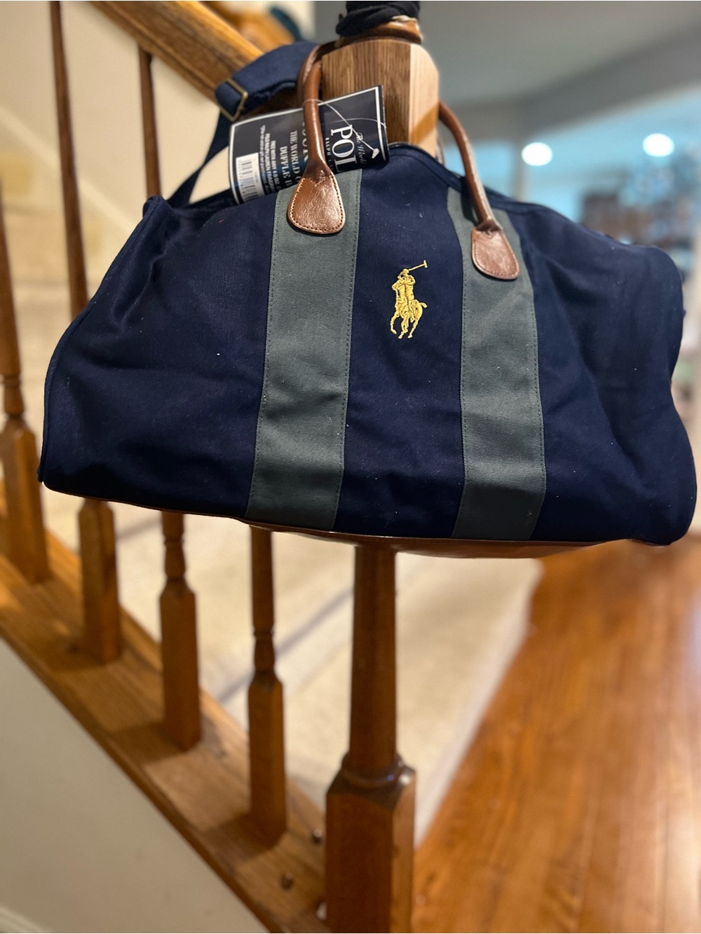 Polo by Ralph Lauren Navy Canvas Weekender with Yellow Pony